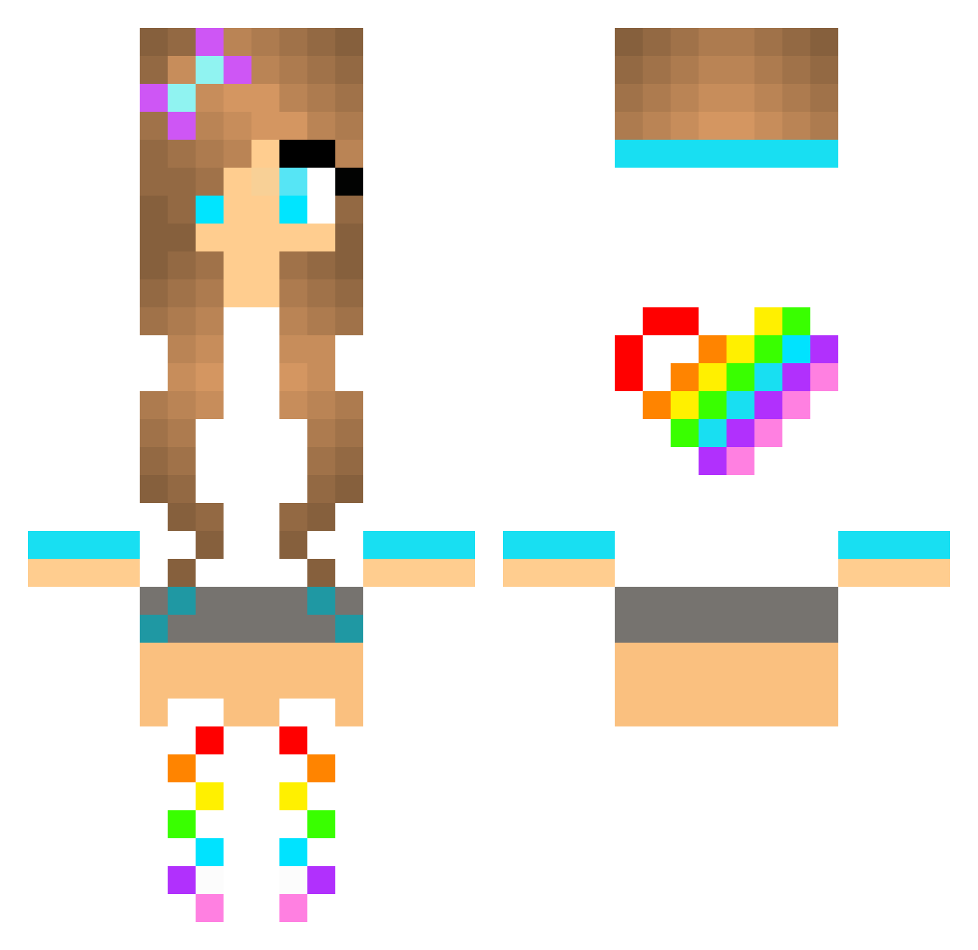 Supraventricular Minecraft skin, front and back view