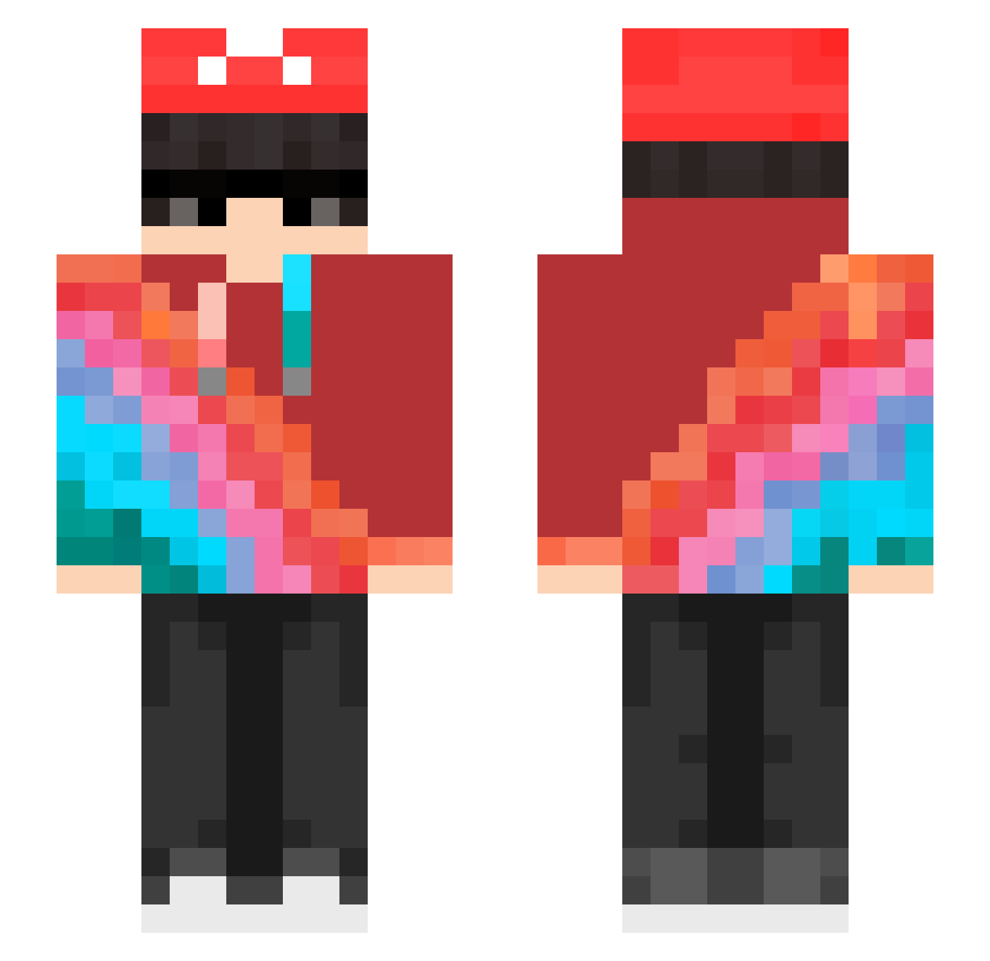 Katzxe Minecraft skin, front and back view