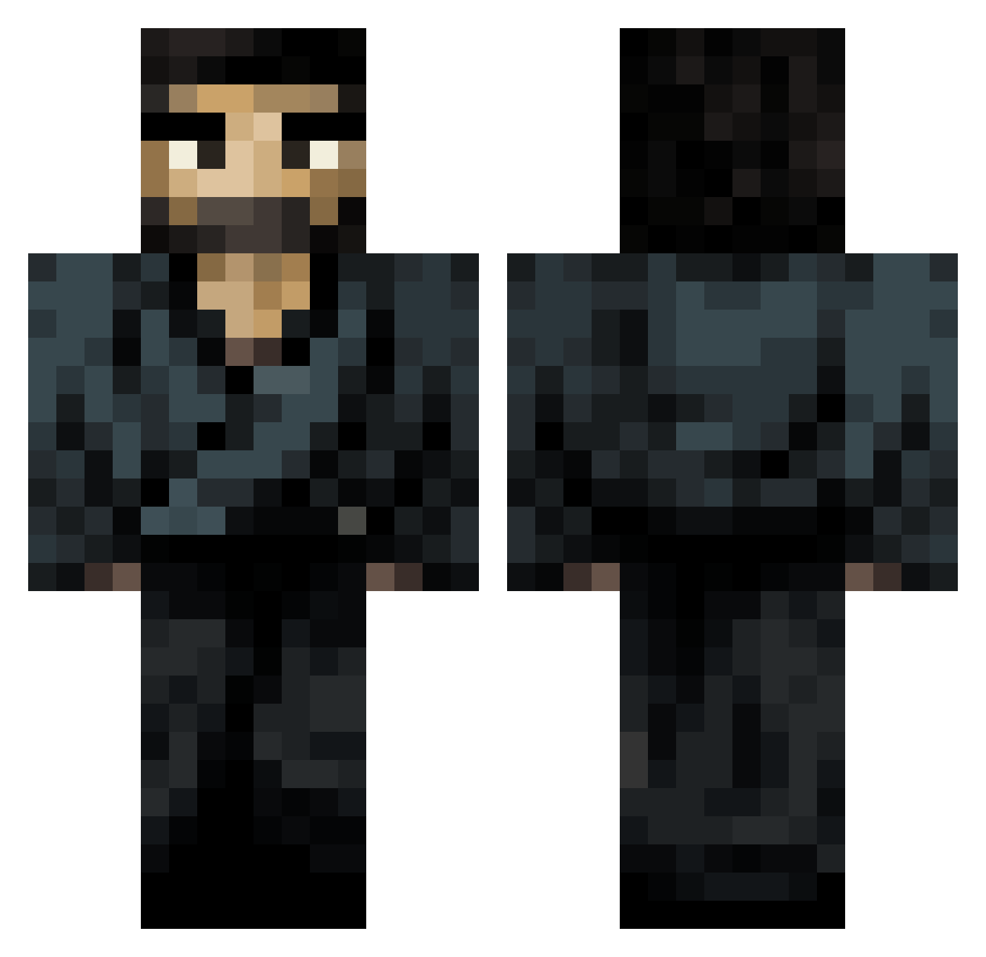 Tebst Minecraft skin, front and back view