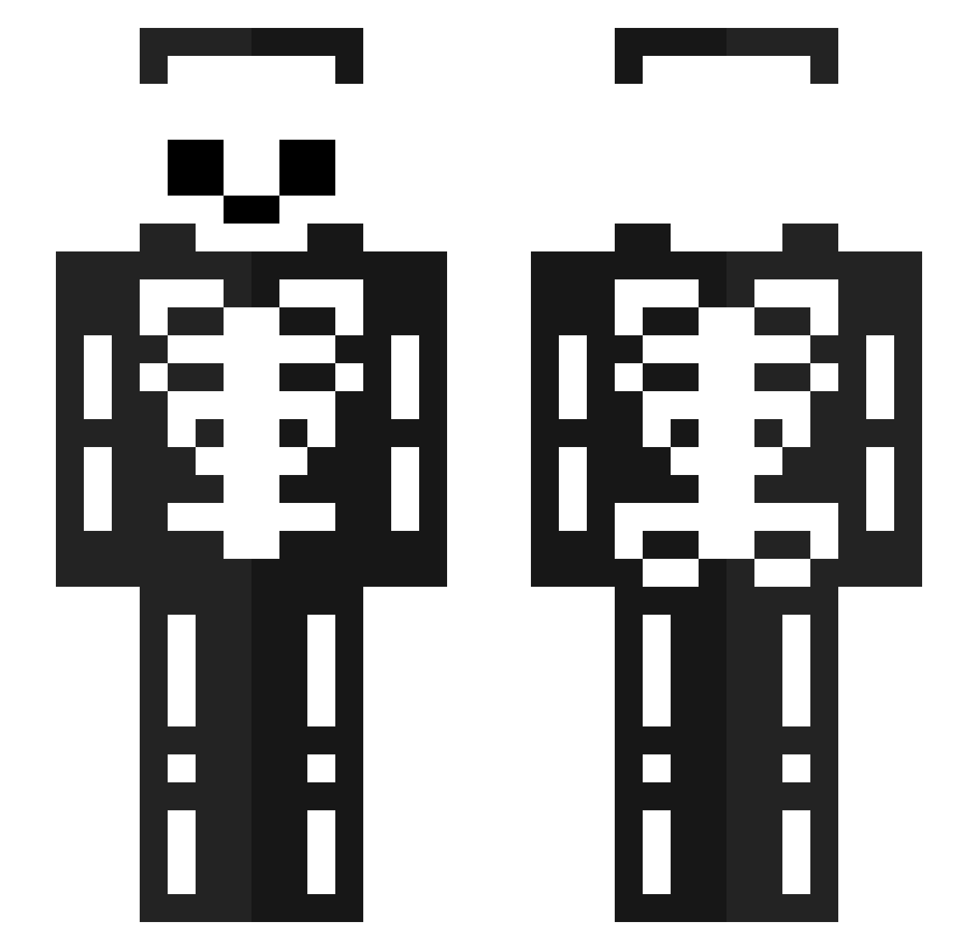 Xythified Minecraft skin, front and back view