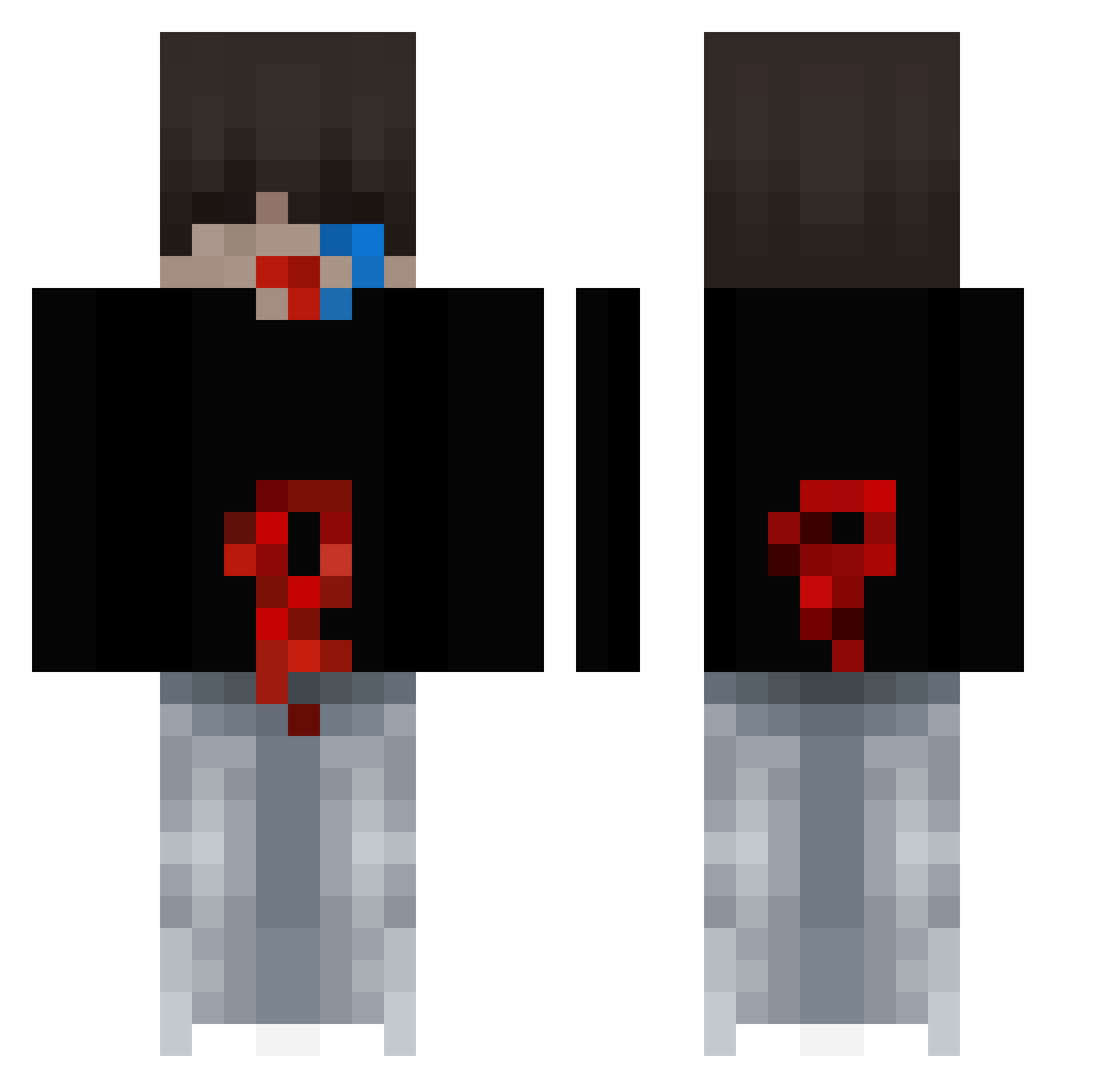 Pandaralqhs Minecraft skin, front and back view