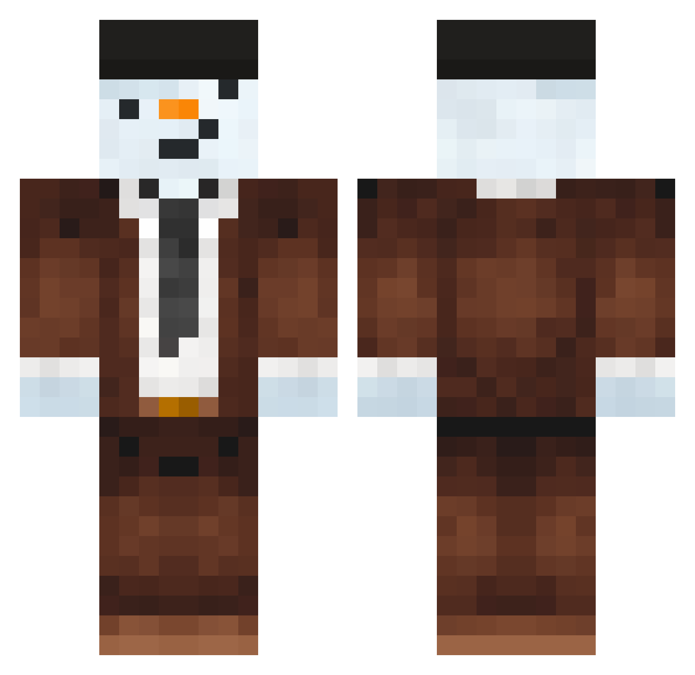 SnowmanSixtyFour Minecraft skin, front and back view