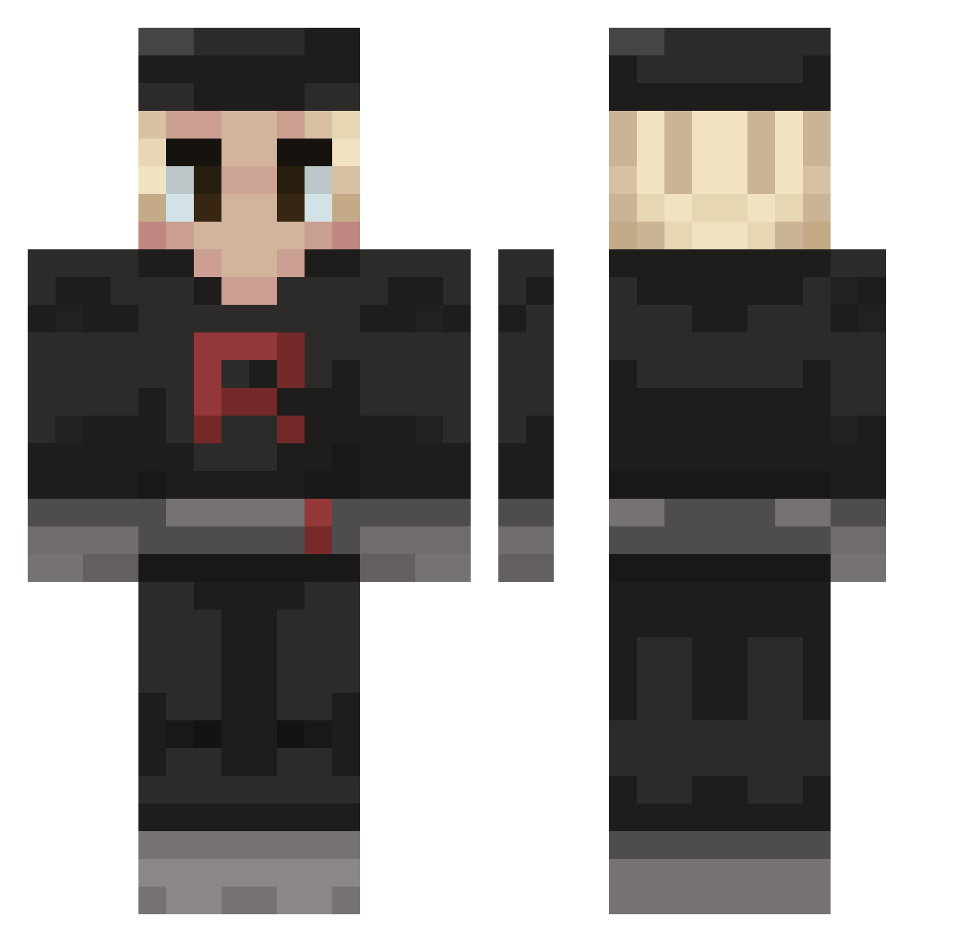 valikas90 Minecraft skin, front and back view