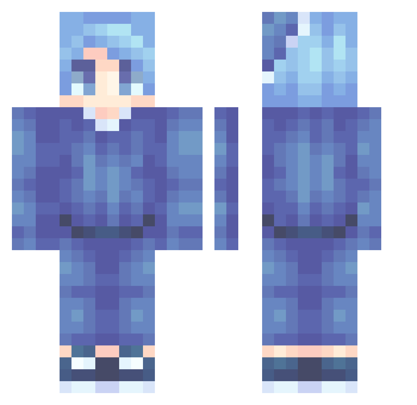 Dorksie Minecraft skin, front and back view