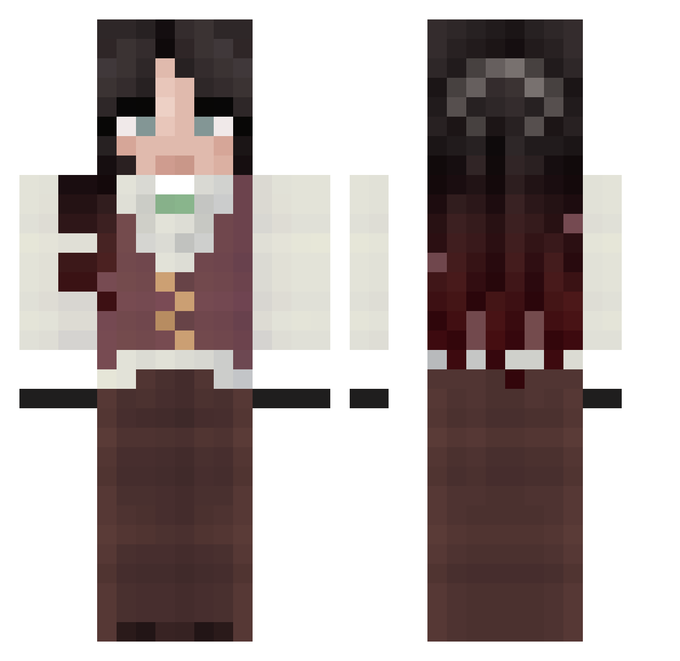 puniket Minecraft skin, front and back view