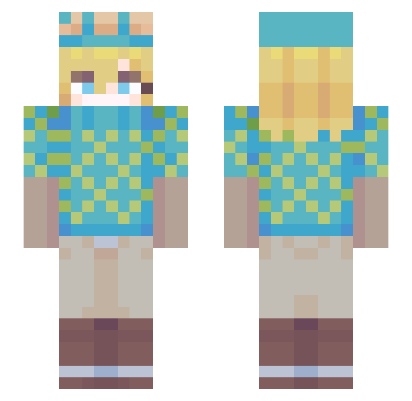 oatmellk Minecraft skin, front and back view