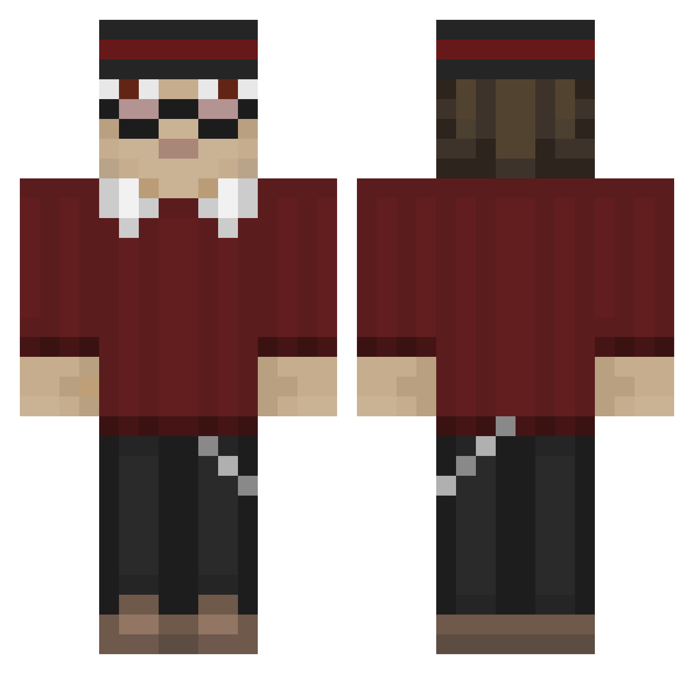 rarecrimefr Minecraft skin, front and back view
