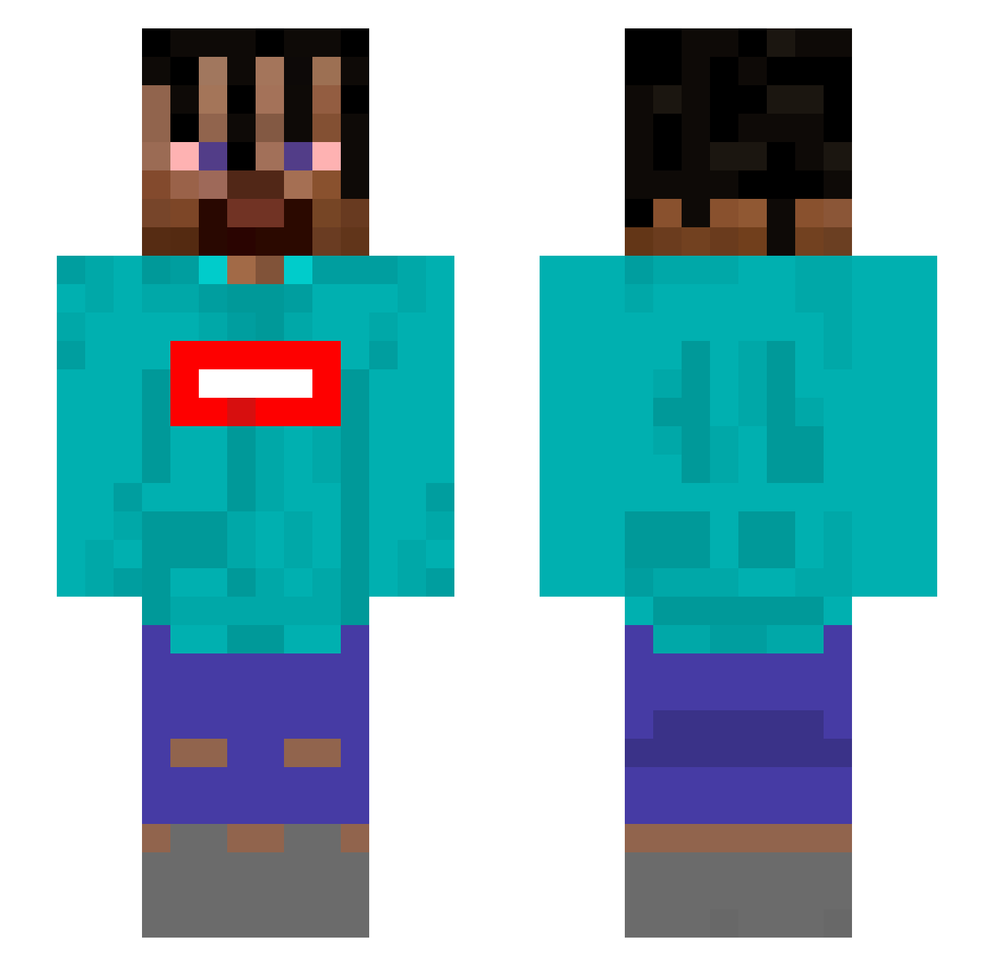 Dankness Minecraft skin, front and back view