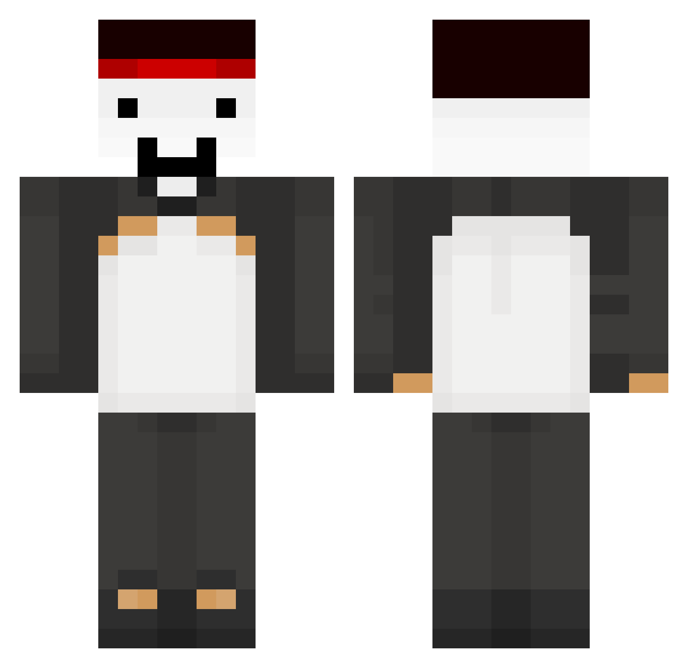 SadPlaysMC Minecraft skin, front and back view