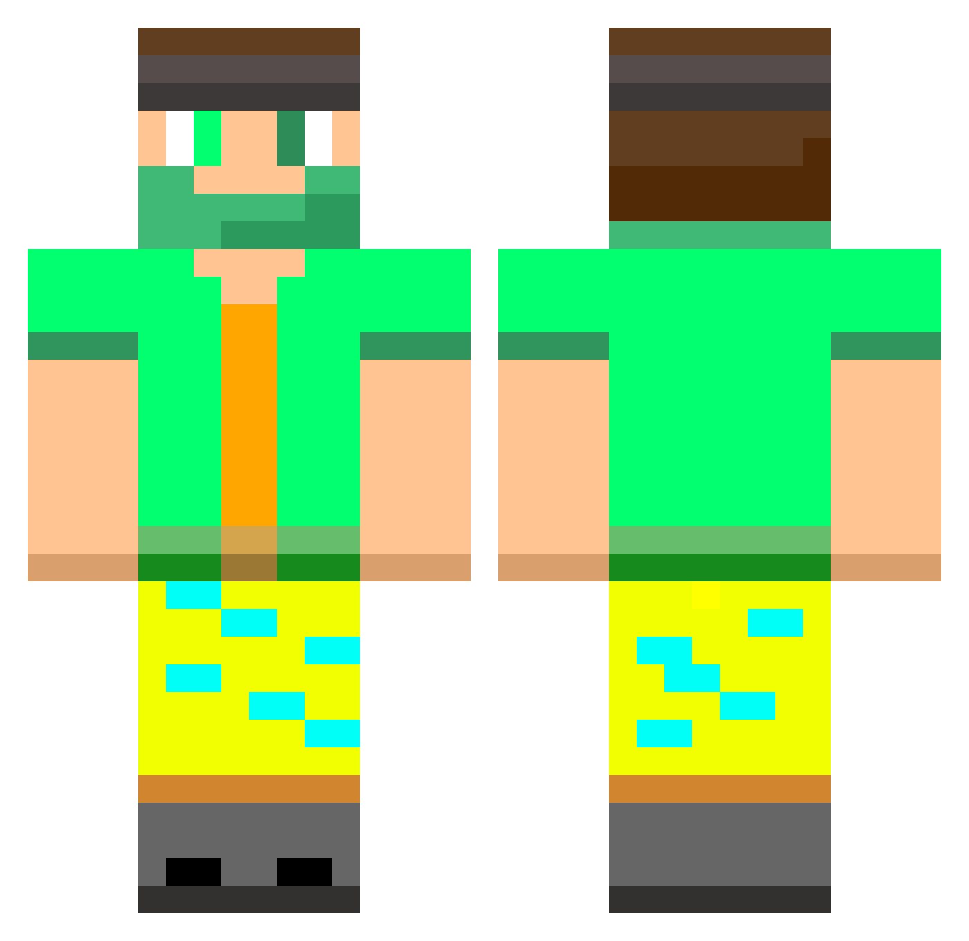 Priysm Minecraft skin, front and back view