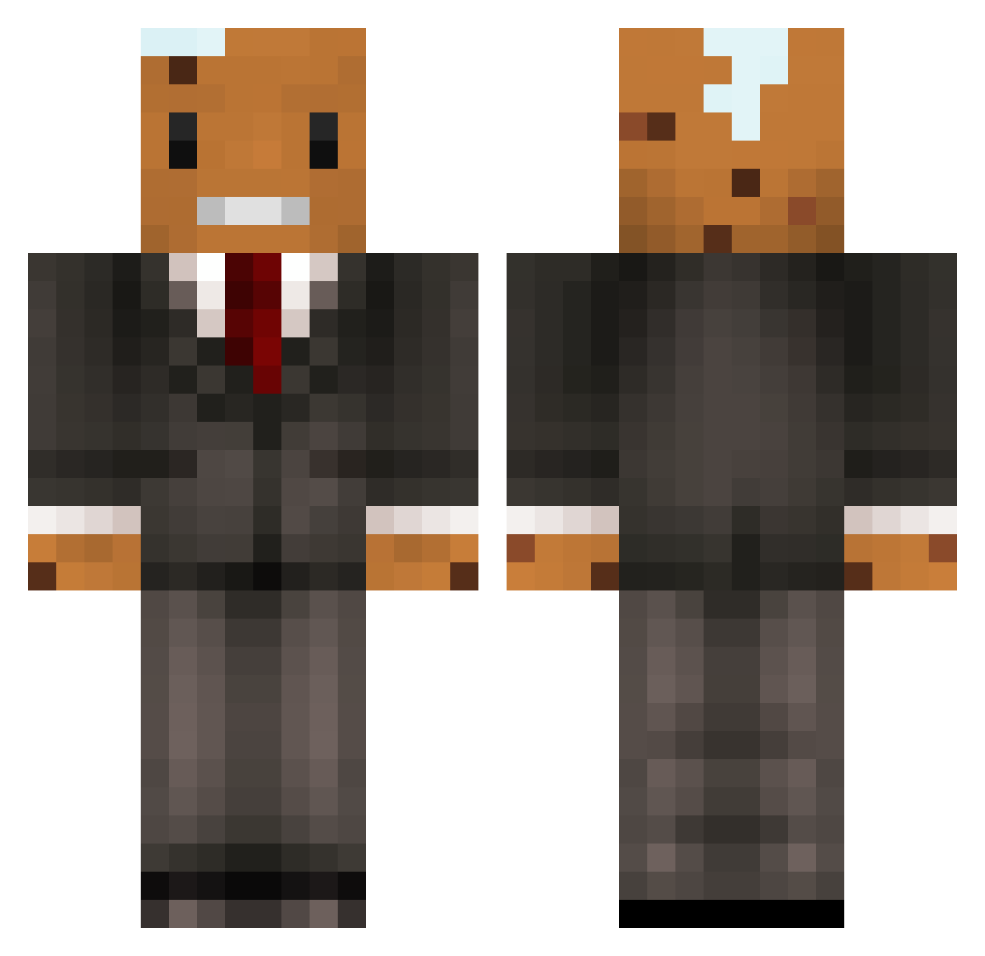 syntth Minecraft skin, front and back view