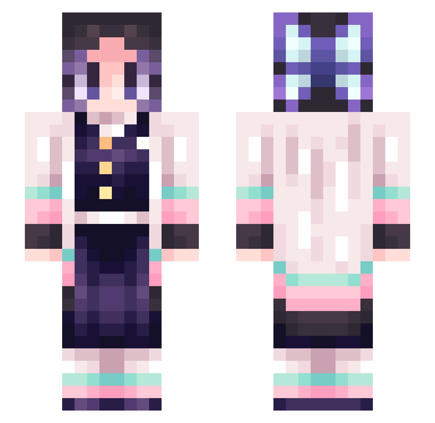 GabizinhaDoMal Minecraft skin, front and back view