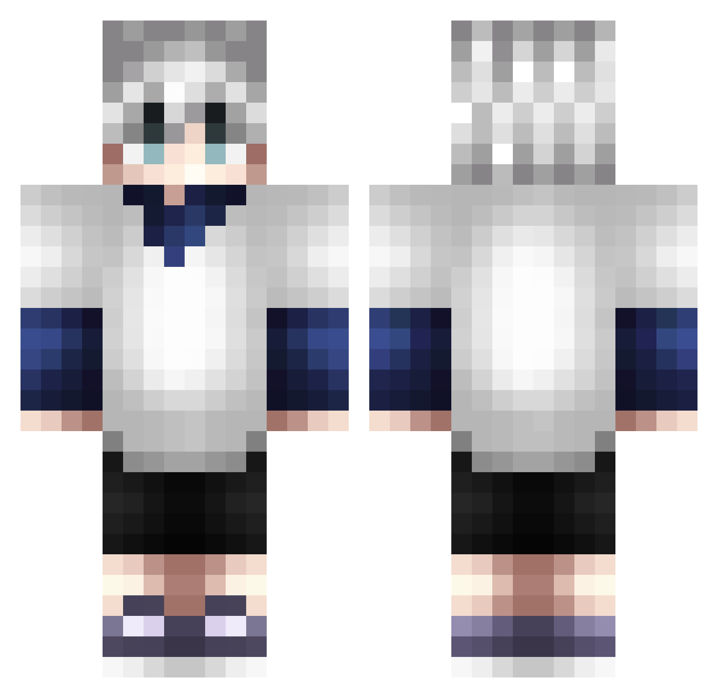 Zhoeer Minecraft skin, front and back view