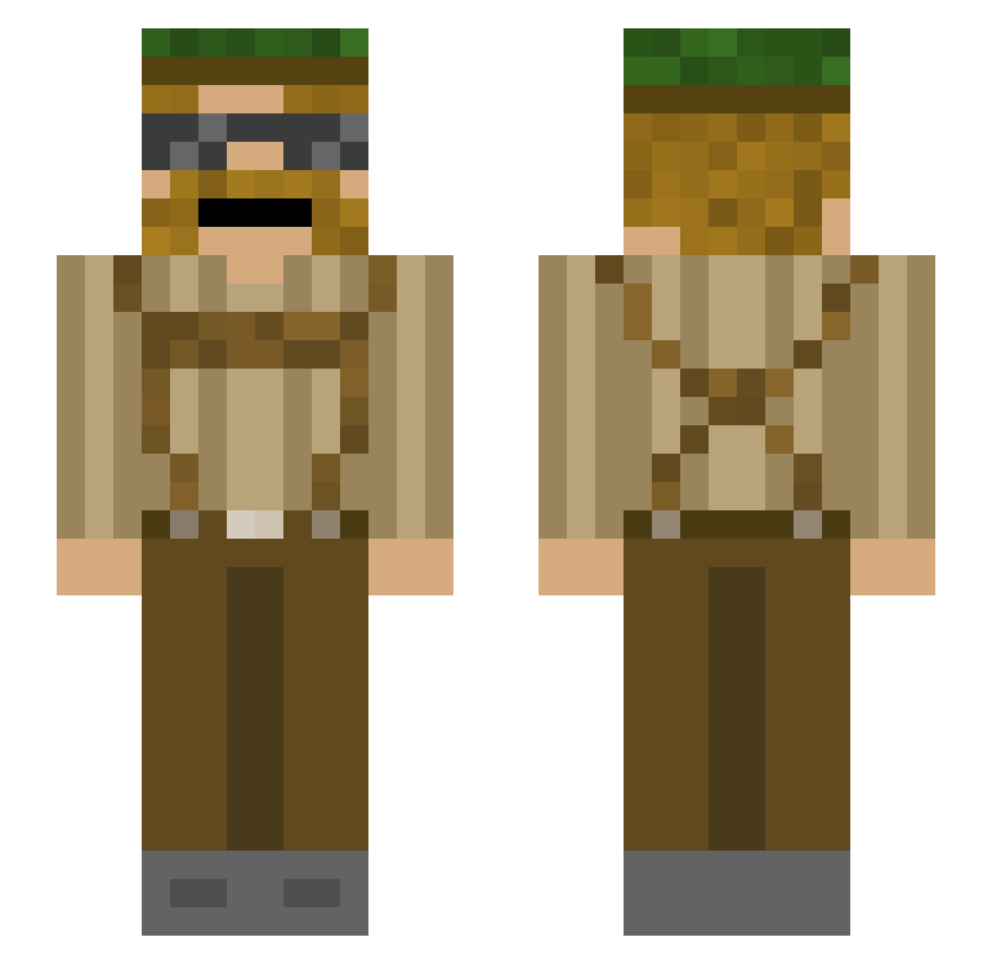 Snitelus Minecraft skin, front and back view