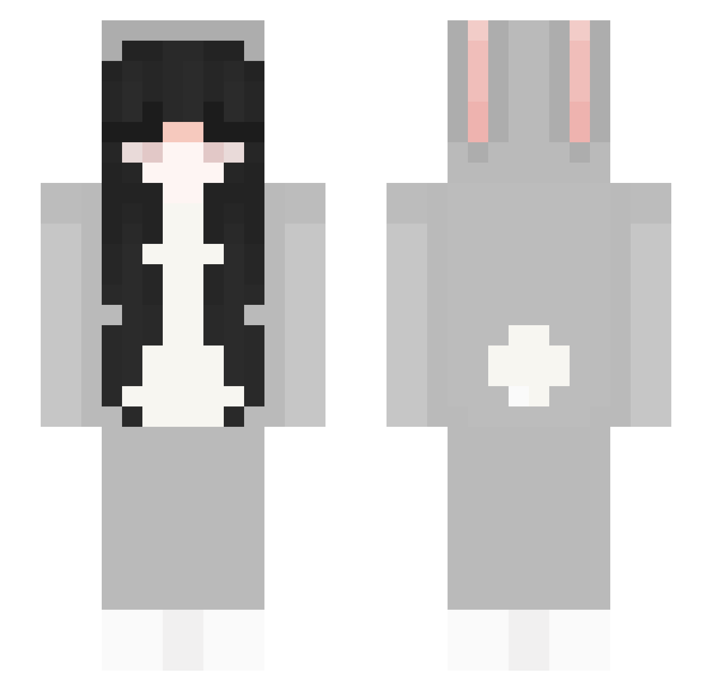 tohkkii Minecraft skin, front and back view
