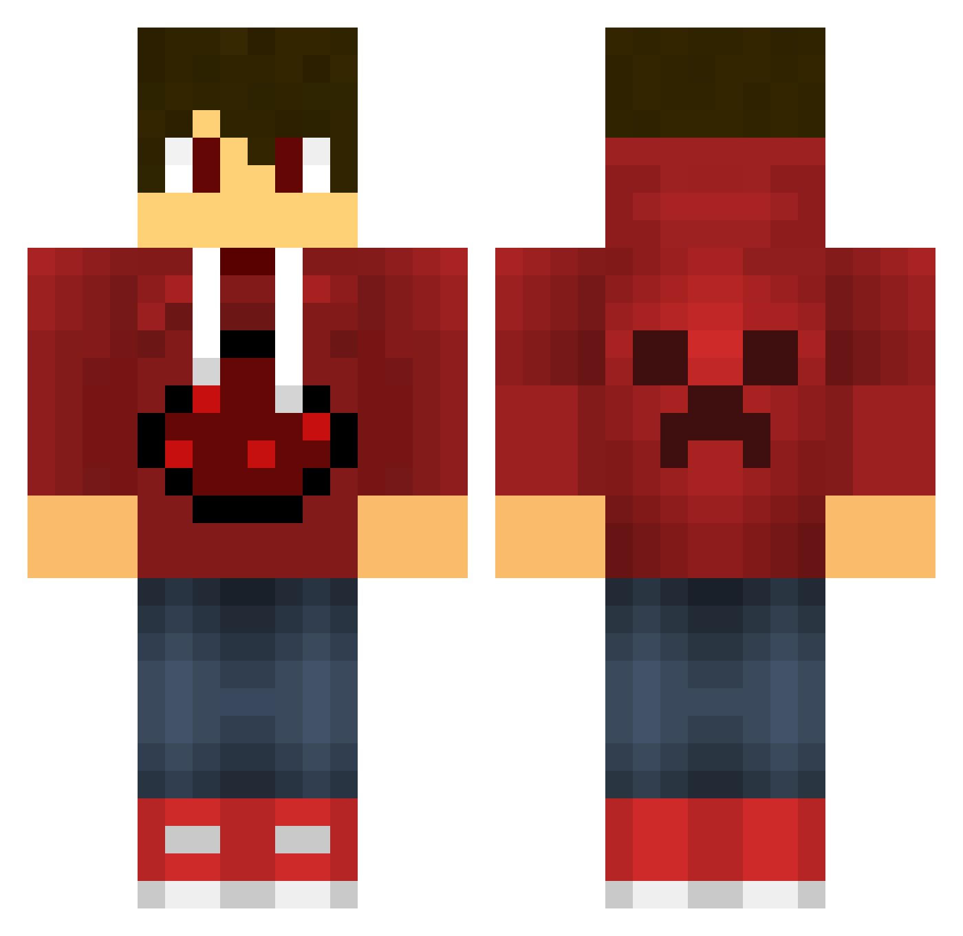 RedstoneMaschine Minecraft skin, front and back view