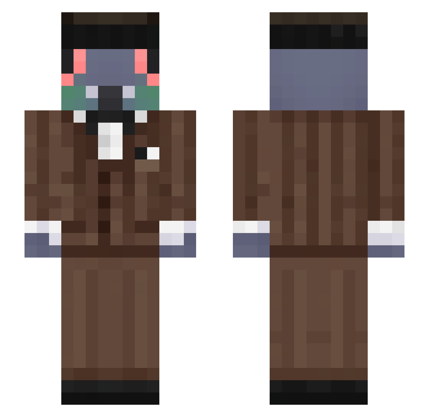 Timi_iron Minecraft skin, front and back view