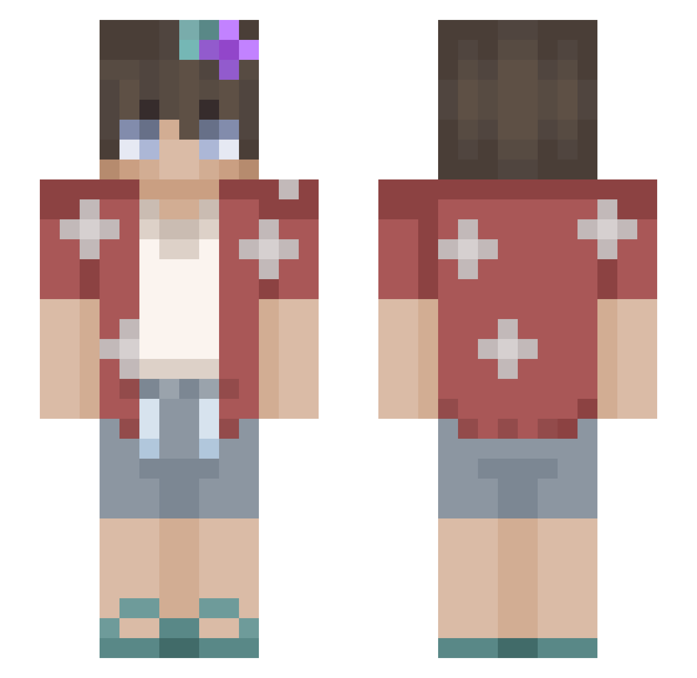Nightmare3321 Minecraft skin, front and back view