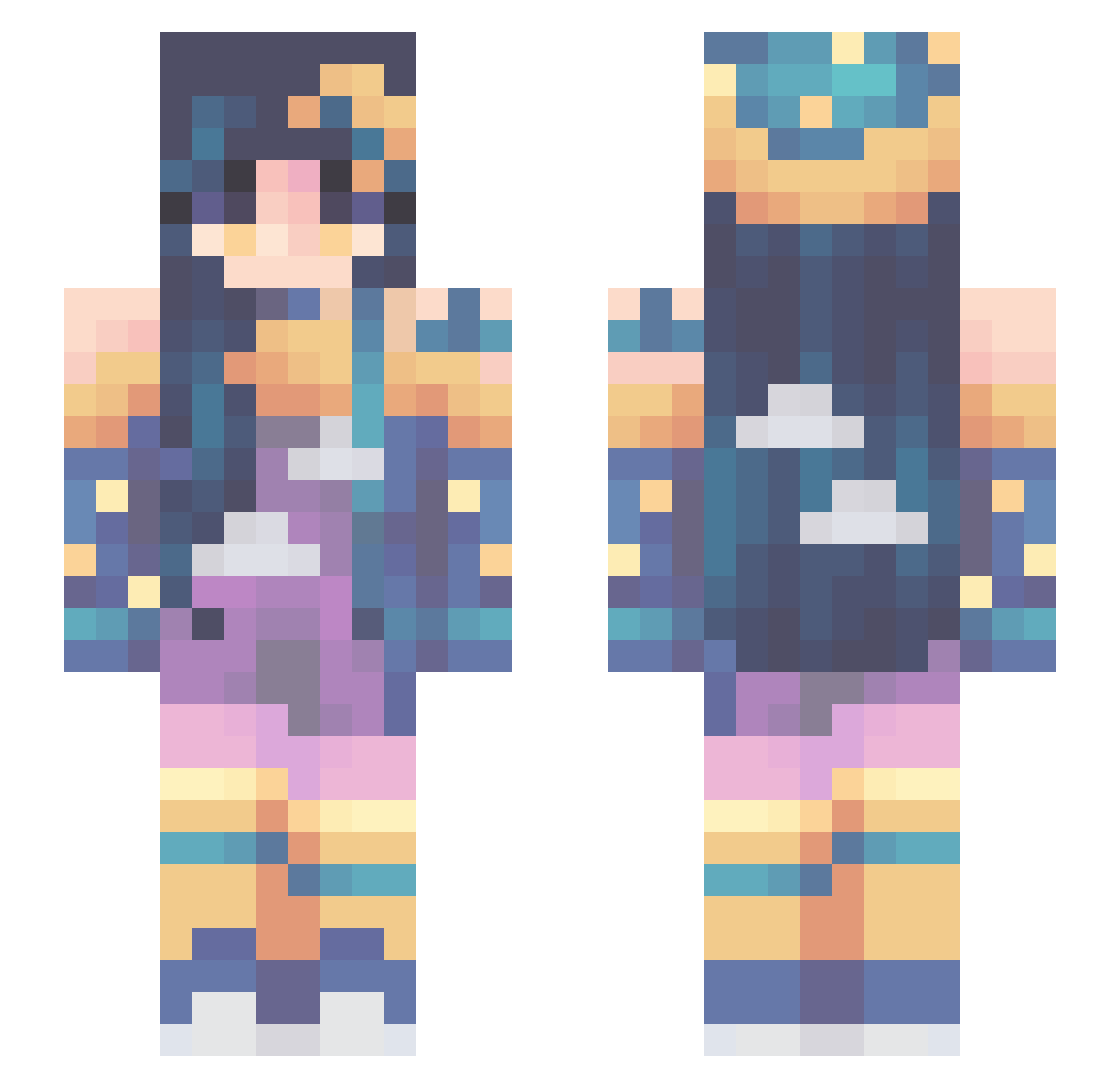 Aykio411 Minecraft skin, front and back view