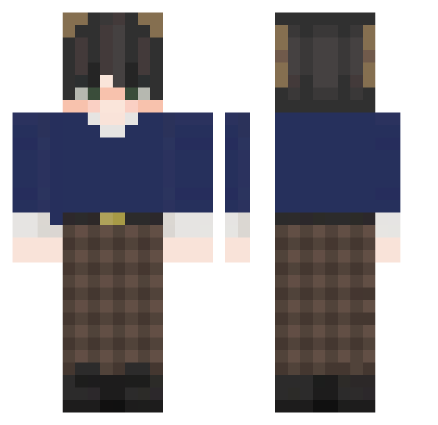 mundanearts Minecraft skin, front and back view