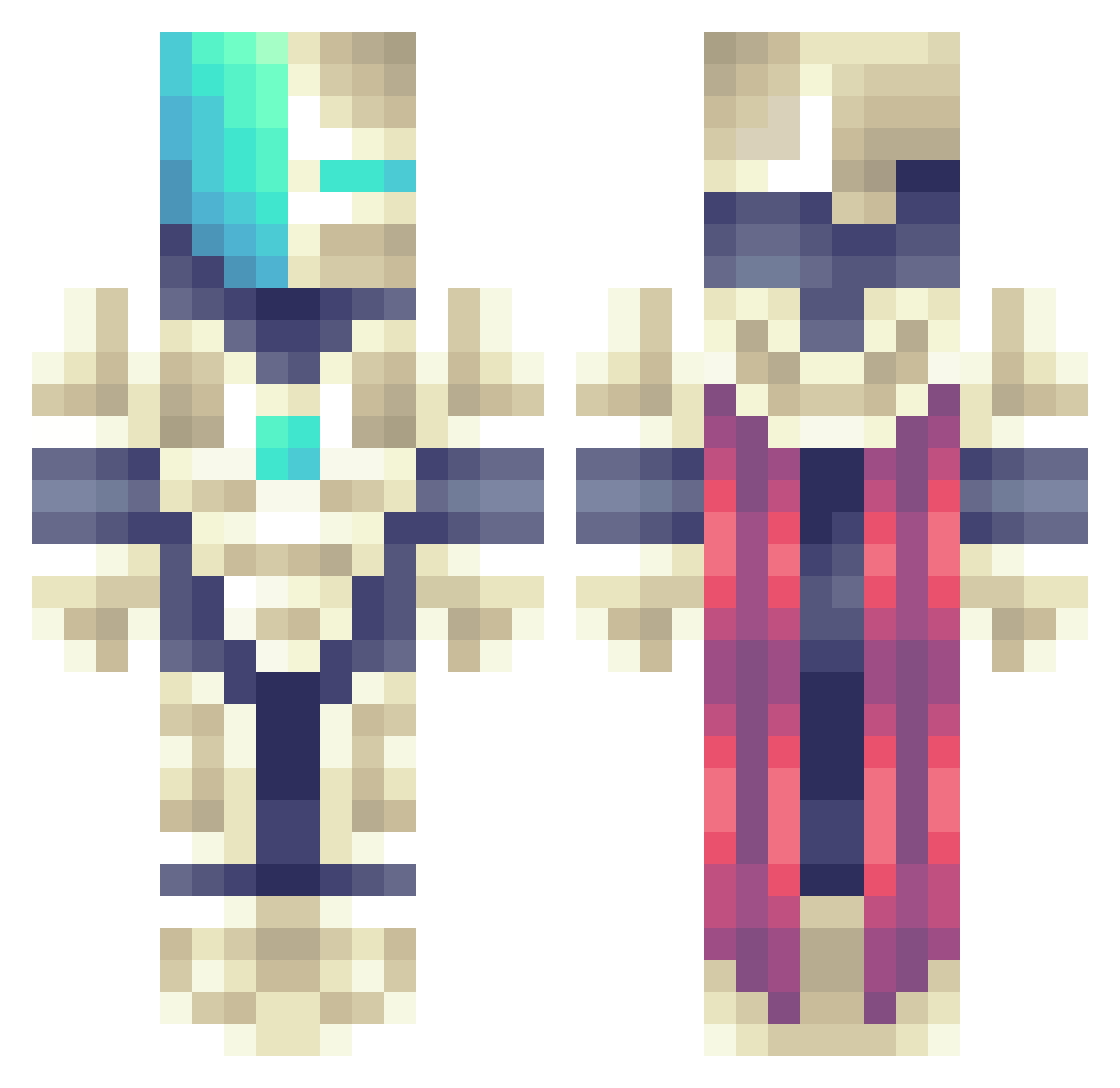 Thinkre Minecraft skin, front and back view