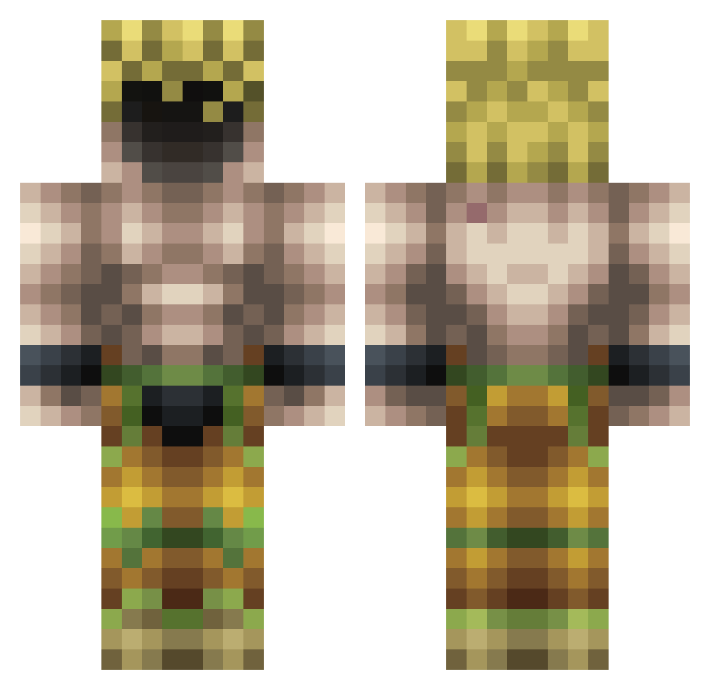 Colbywak Minecraft skin, front and back view
