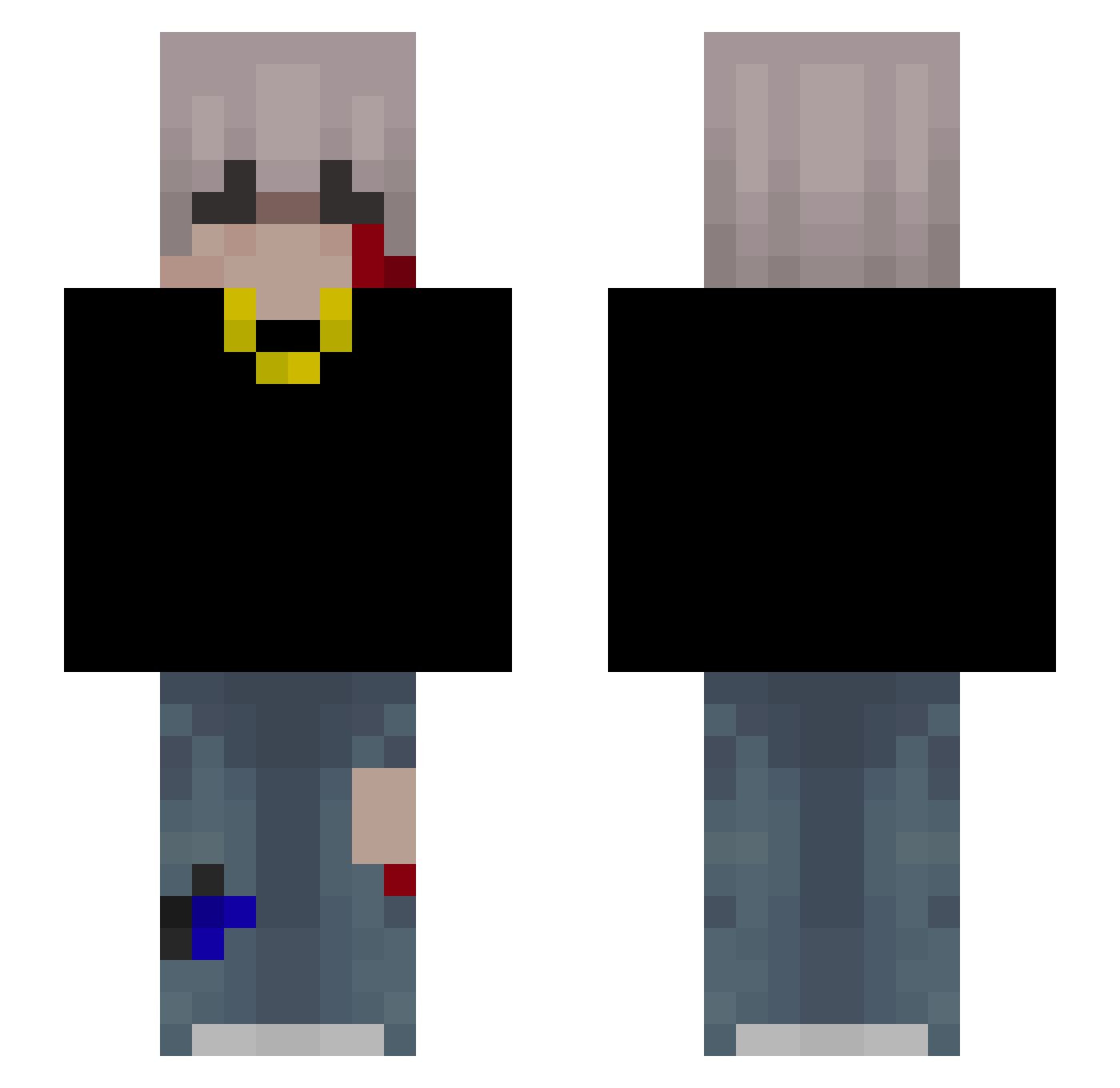 Unknowingst Minecraft skin, front and back view