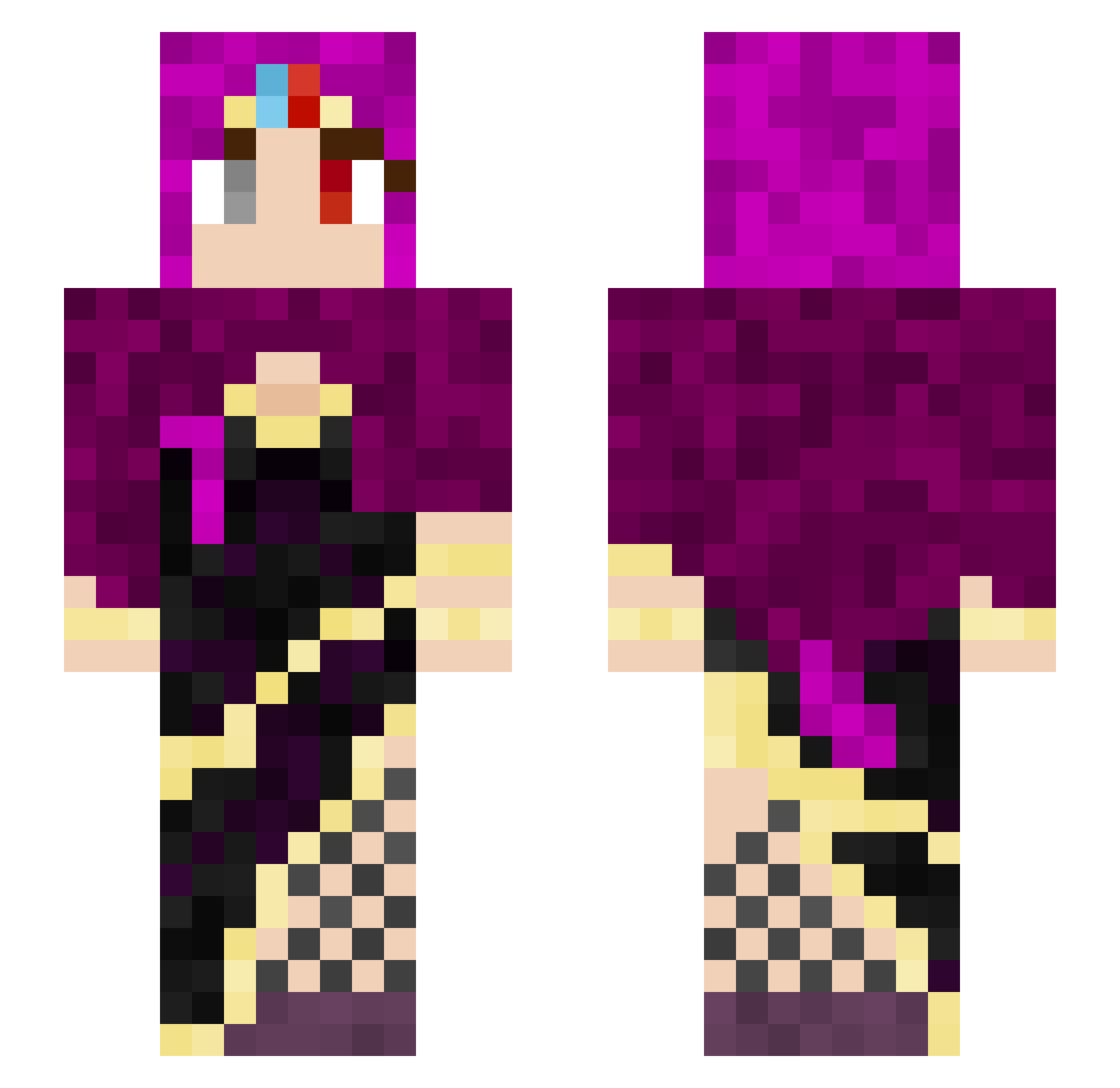Zakkul Minecraft skin, front and back view