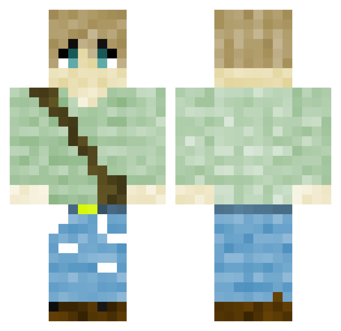 amasuse Minecraft skin, front and back view