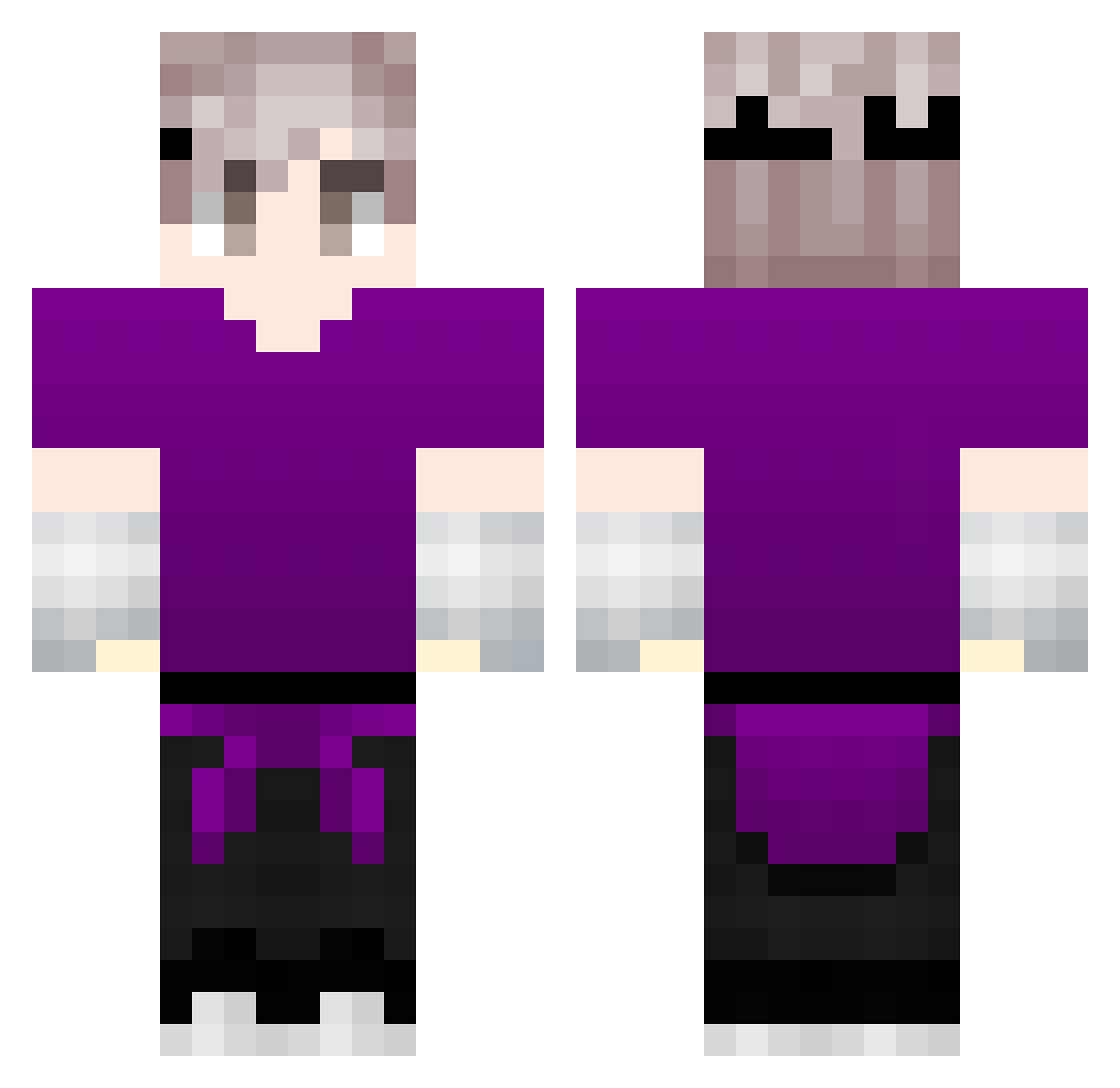 WhiteLegiztz Minecraft skin, front and back view