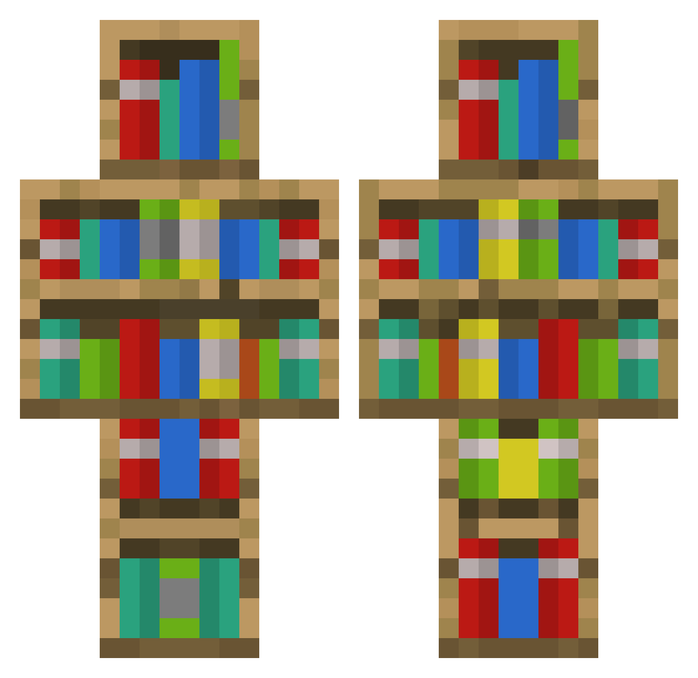 PoopyFart Minecraft skin, front and back view