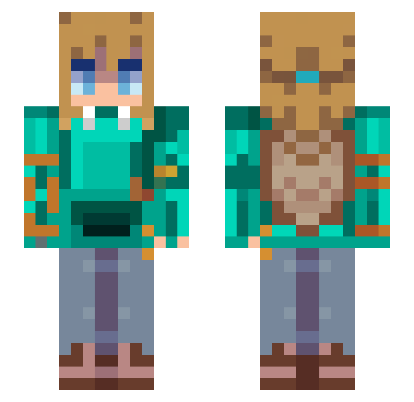 takibisuky Minecraft skin, front and back view