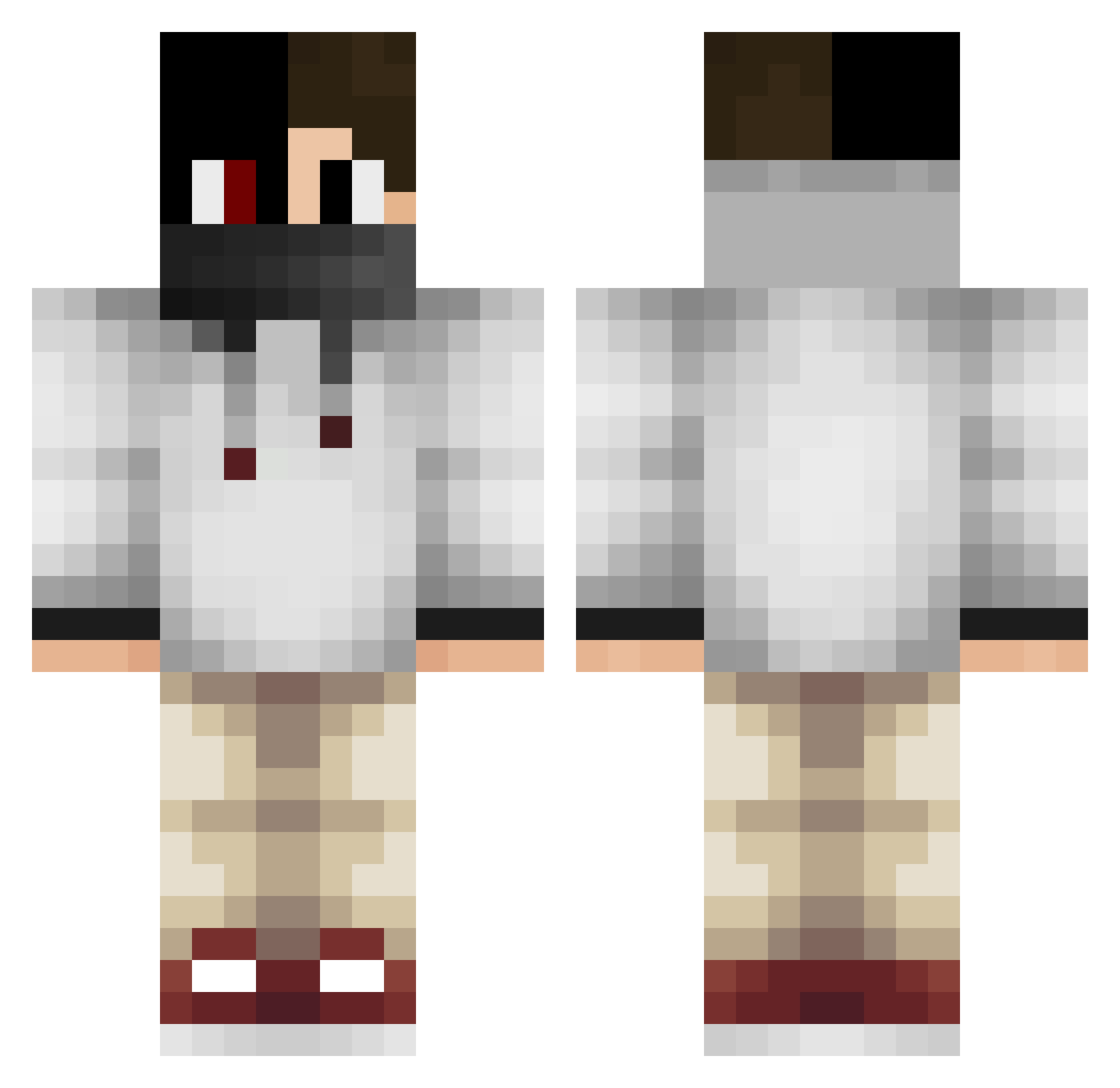 Hormonal Minecraft skin, front and back view