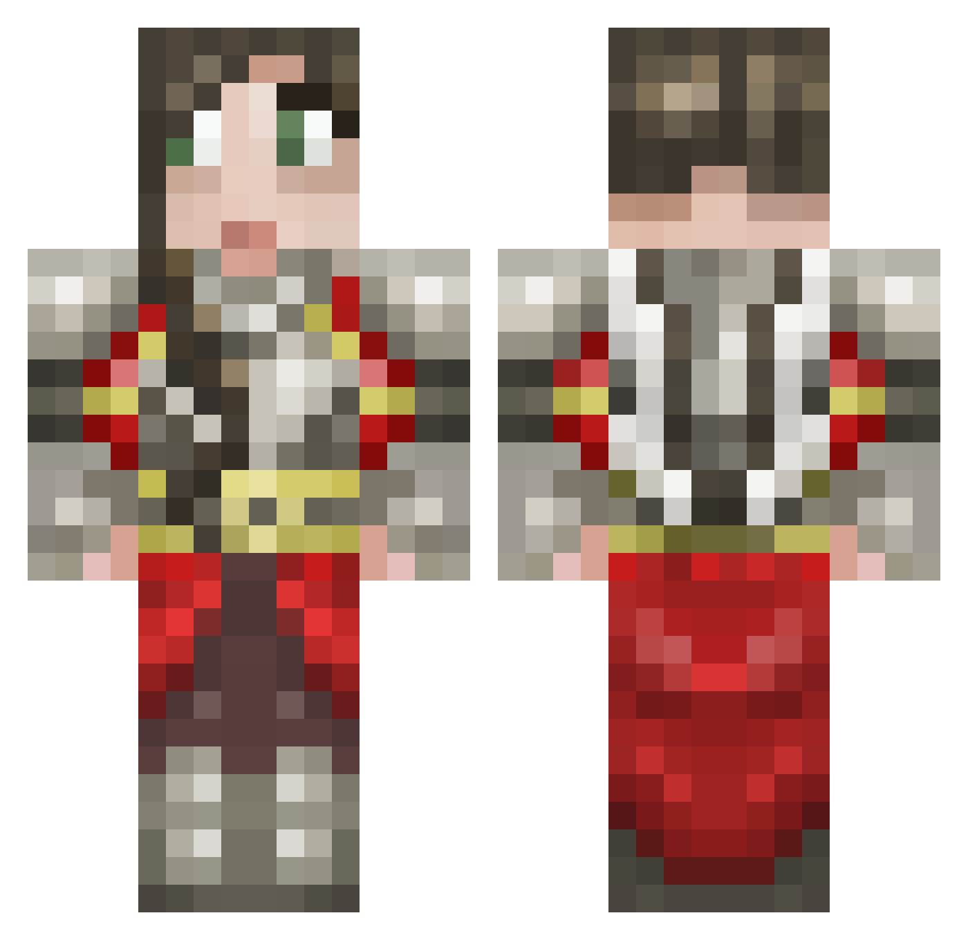 Gena Minecraft skin, front and back view