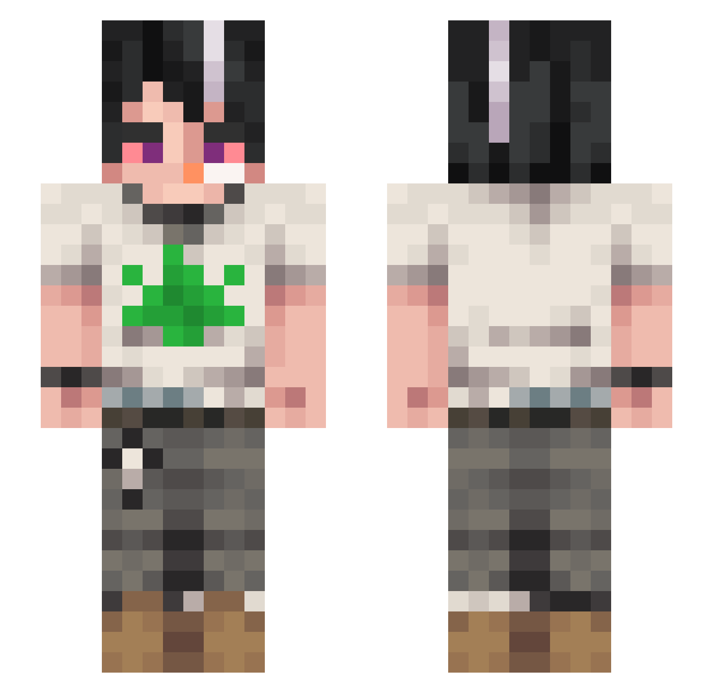 Sxnsee Minecraft skin, front and back view