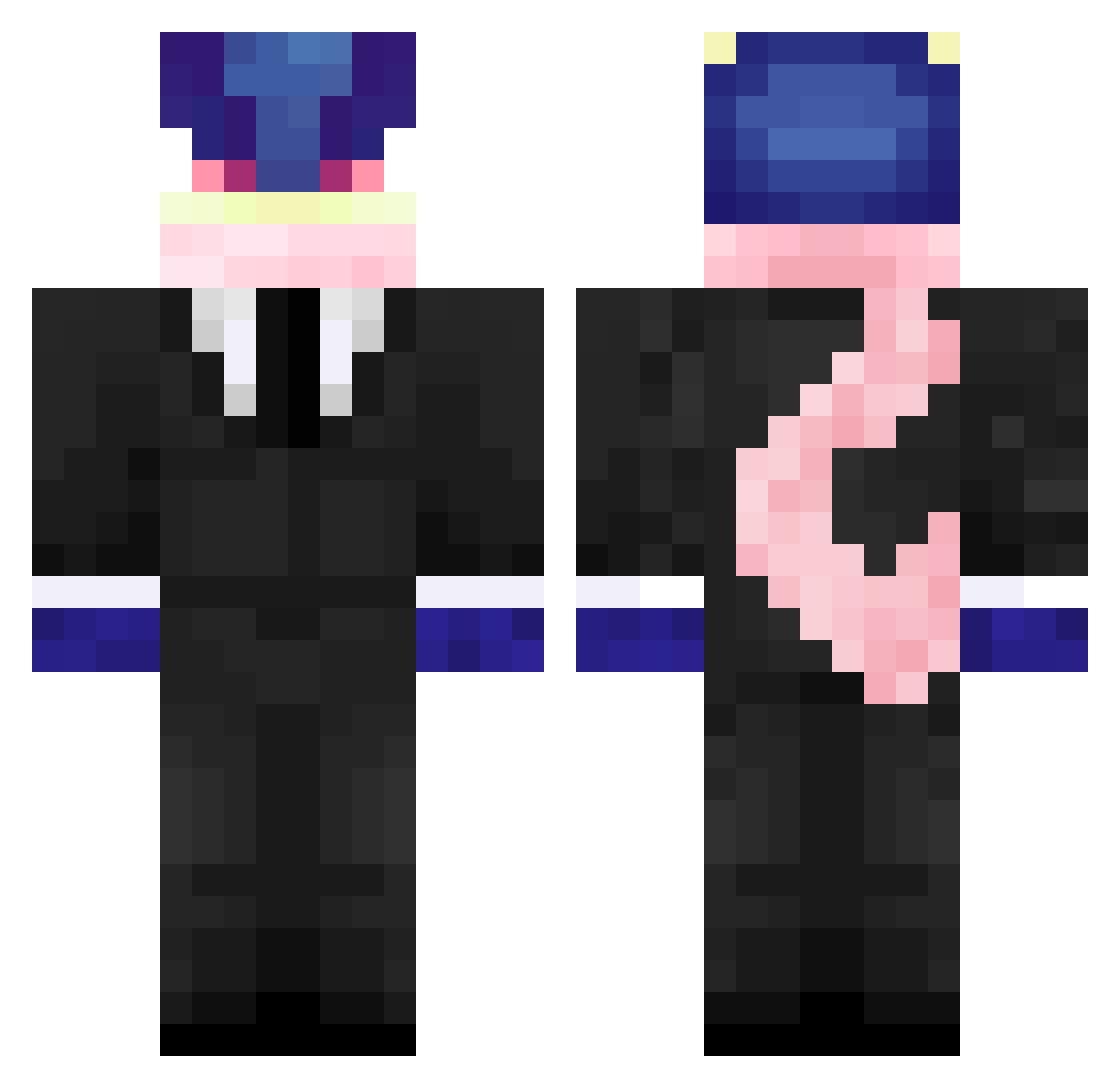MrMehltz Minecraft skin, front and back view