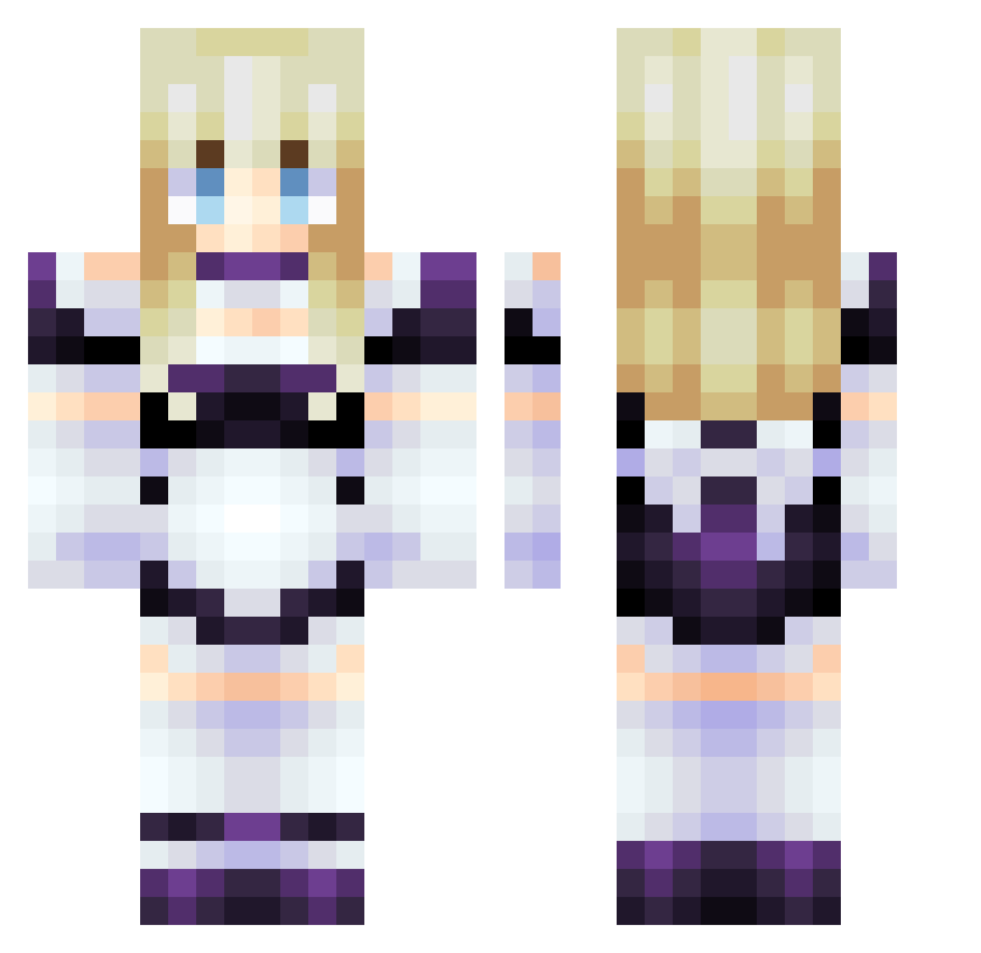 missxx Minecraft skin, front and back view