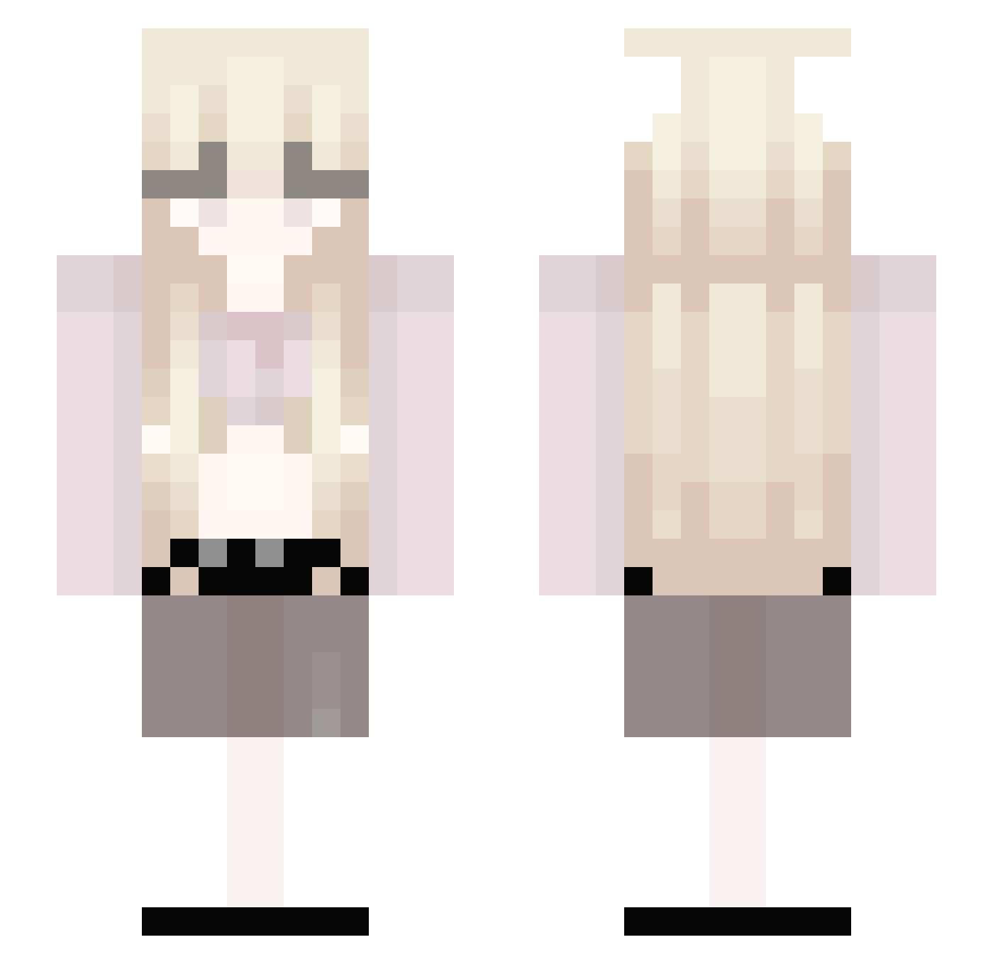 Pentations Minecraft skin, front and back view