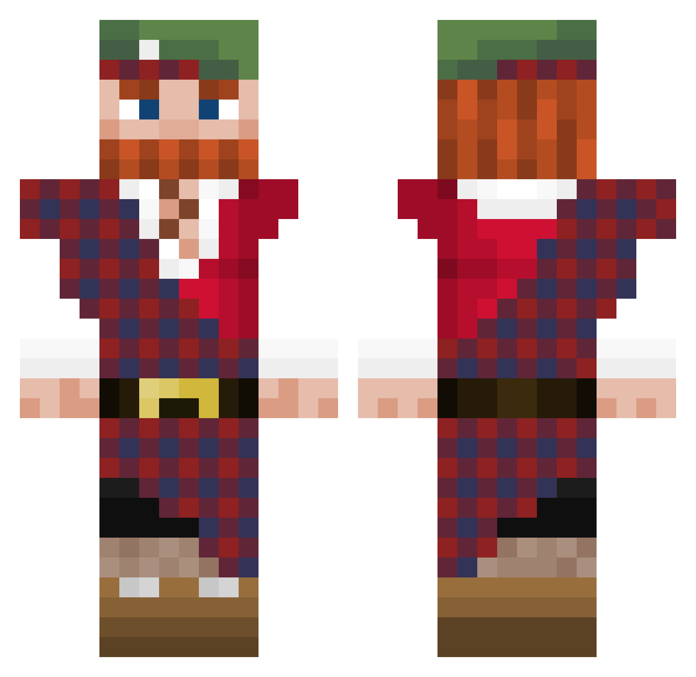 HawfCut Minecraft skin, front and back view