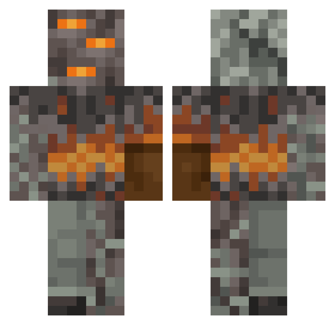 DarthQro Minecraft skin, front and back view