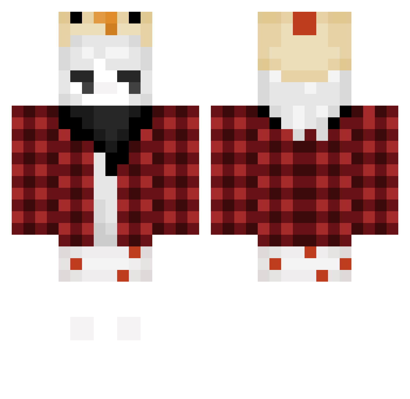 Tomformer Minecraft skin, front and back view