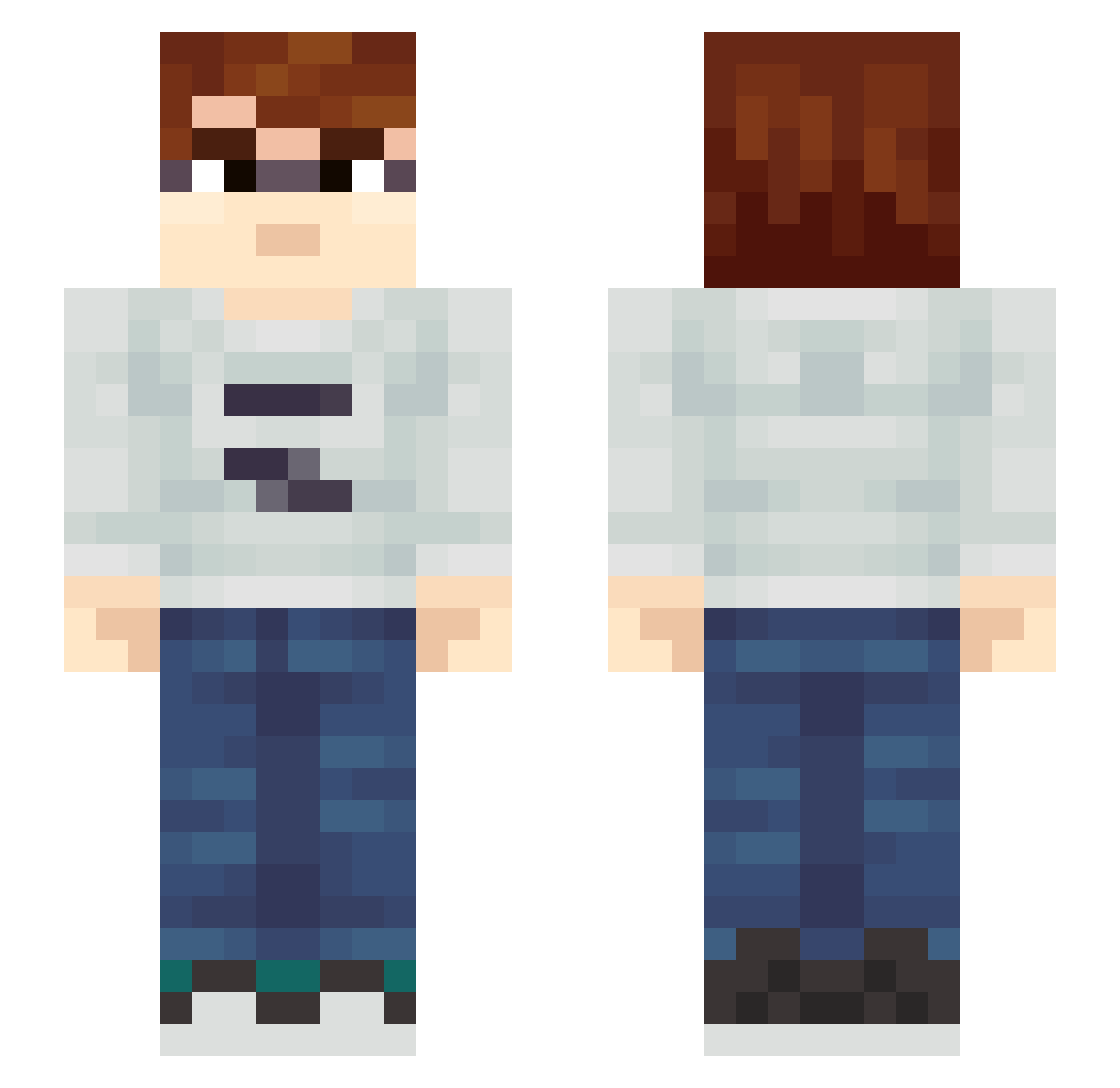 Thanzotl Minecraft skin, front and back view