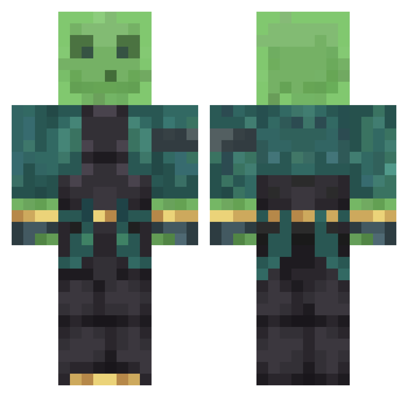 Alex_XR36 Minecraft skin, front and back view