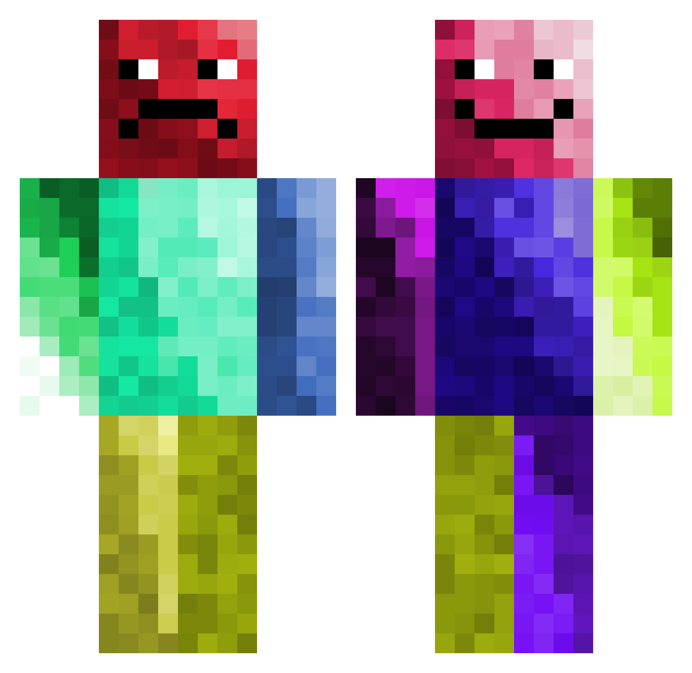 Strontic Minecraft skin, front and back view