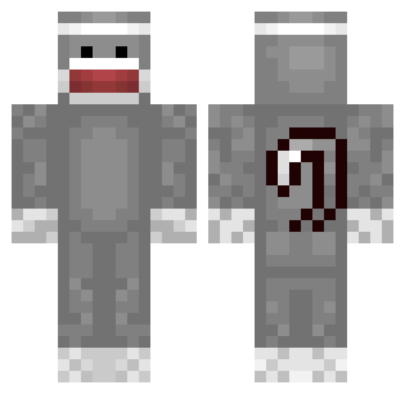 Sockery Minecraft skin, front and back view