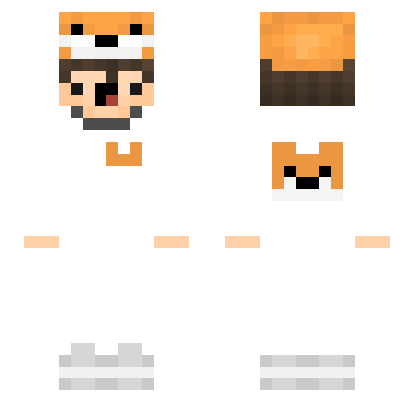 Rapozillha Minecraft skin, front and back view