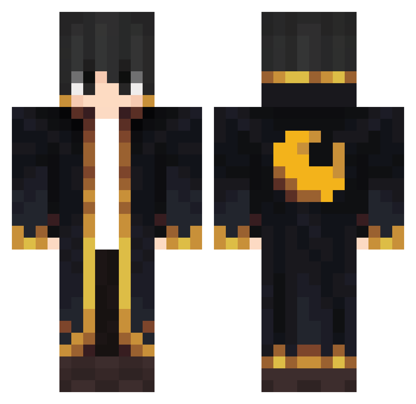 Deathert Minecraft skin, front and back view
