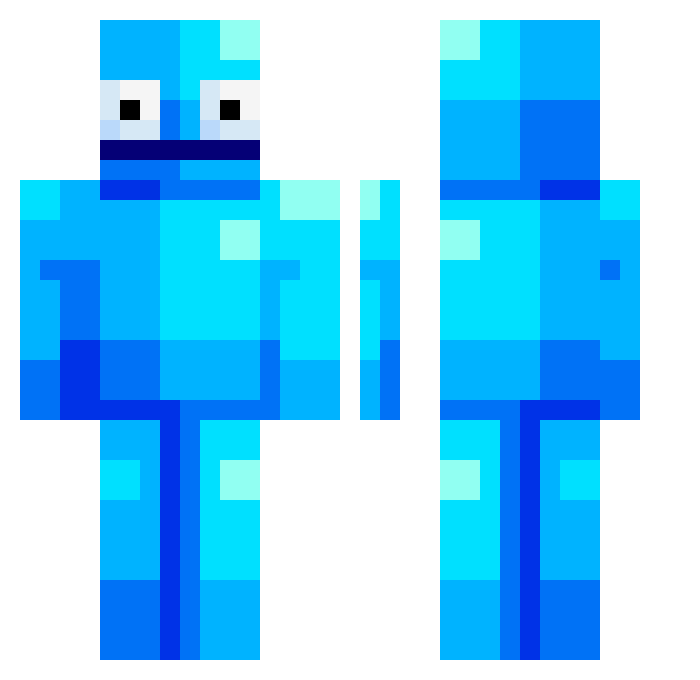 vibestj Minecraft skin, front and back view