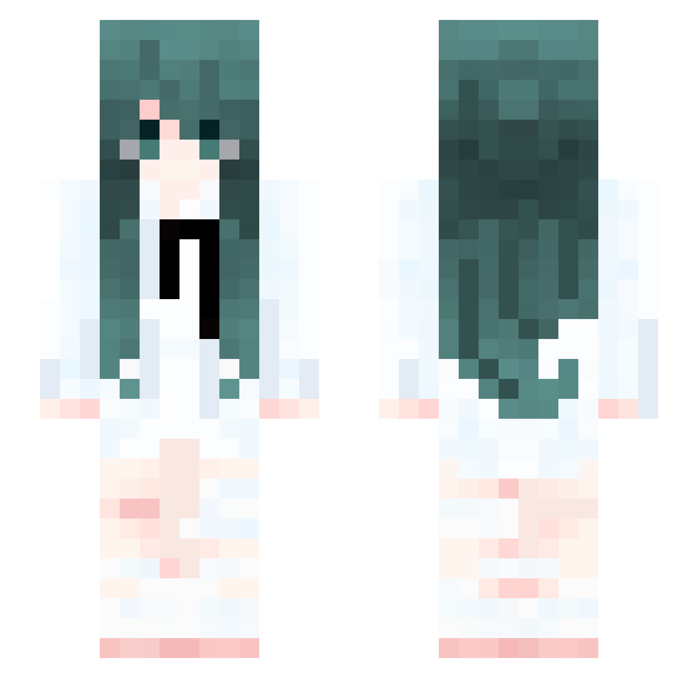ZyprexaZombie Minecraft skin, front and back view
