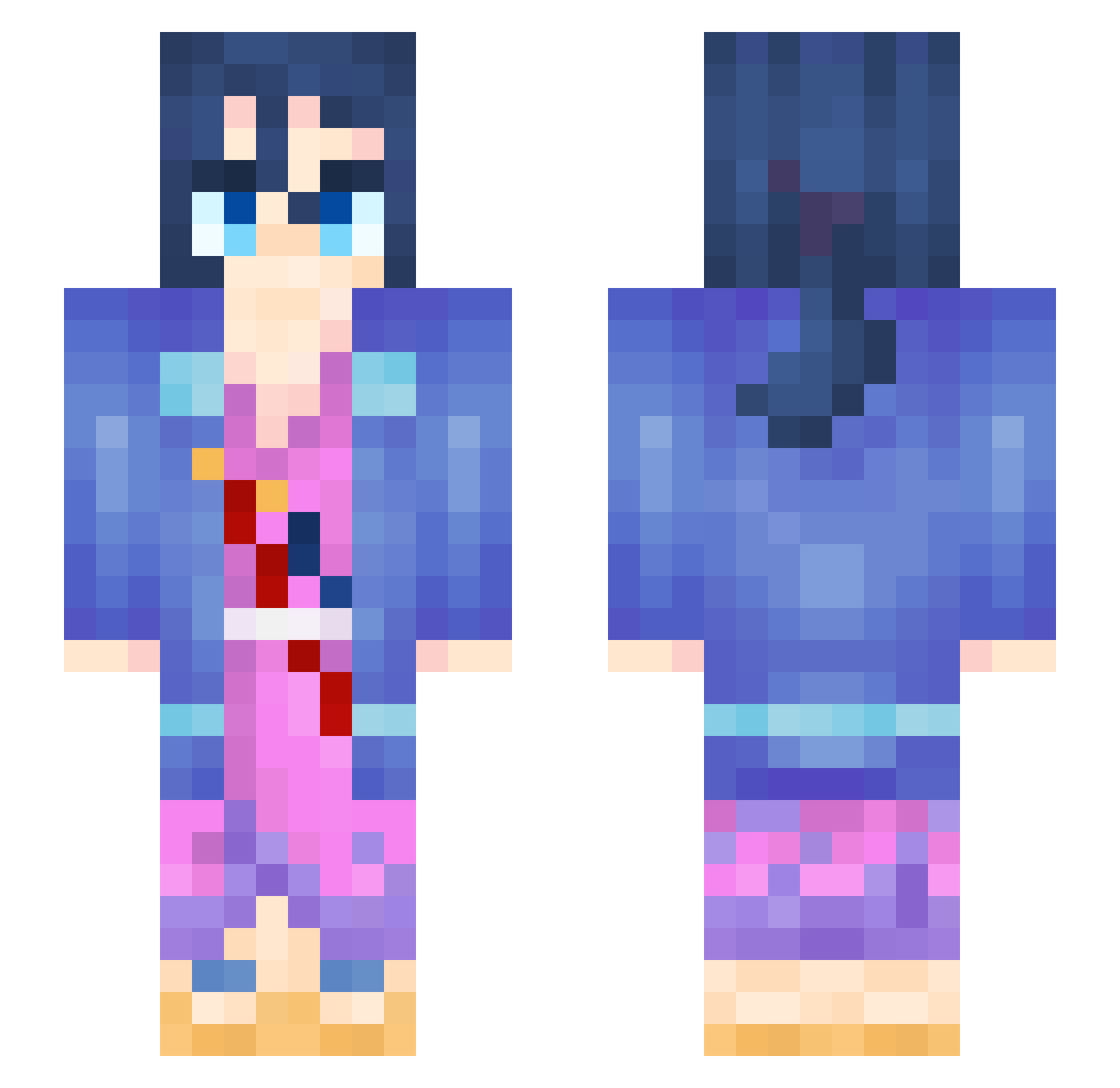 jastUCka Minecraft skin, front and back view